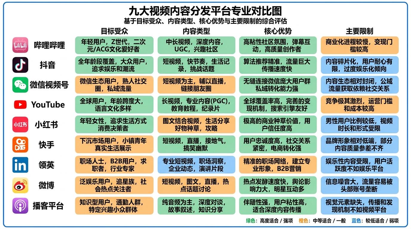 多端视频分发平台对比表格与选择决策流程图