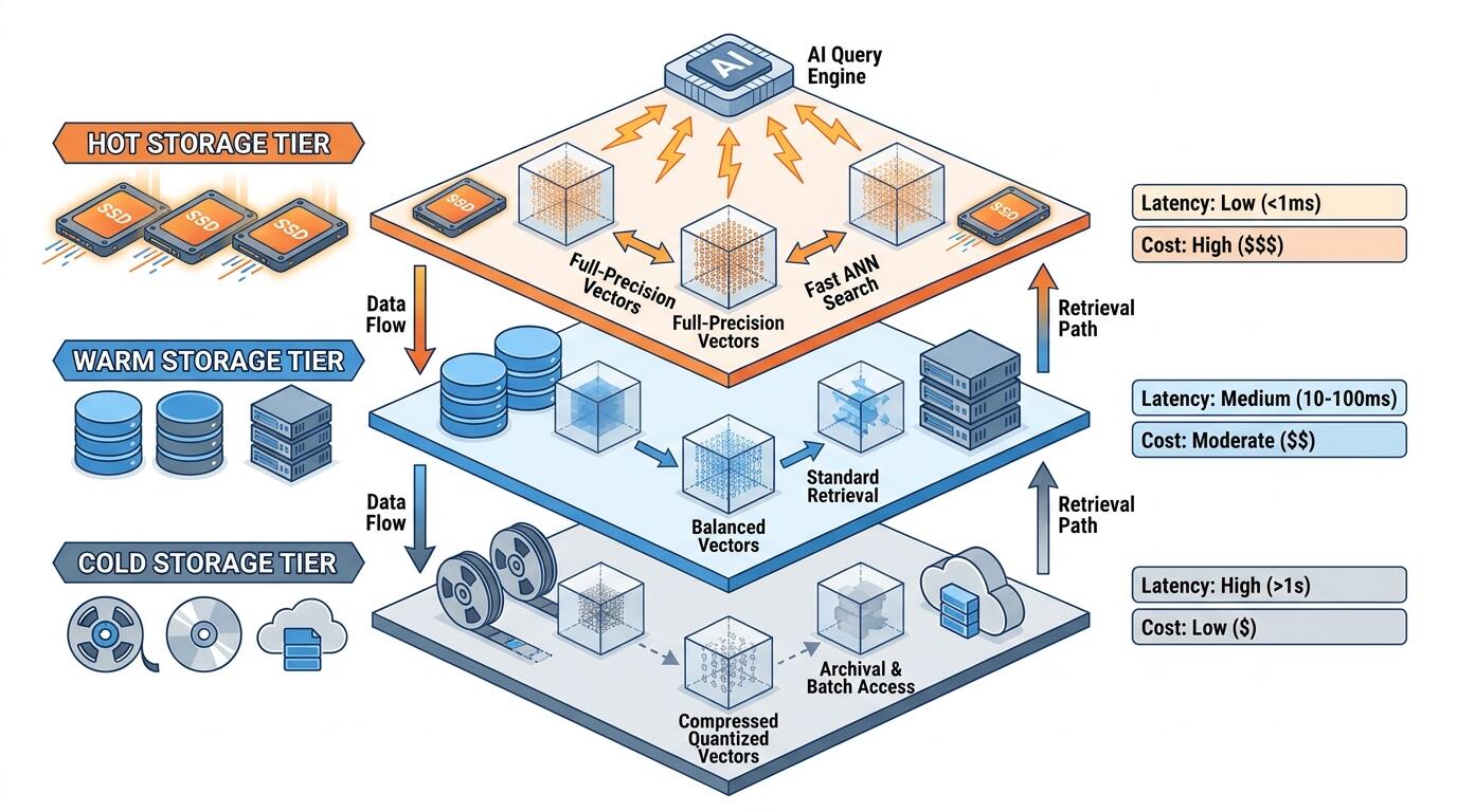 Storage and embedding cost optimization tiers for AI production systems
