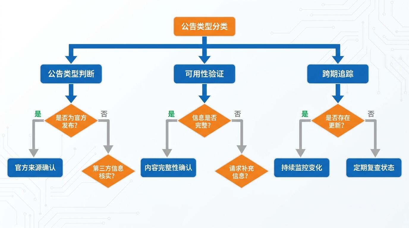 AI信源核查决策树：从公告类型到验证优先级的完整判断路径